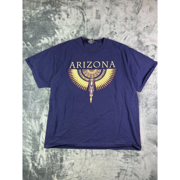 Vintage Arizona Graphic T-Shirt XL USA Made Tribal Eagle Southwest Art Print Tee - Picture 1 of 8